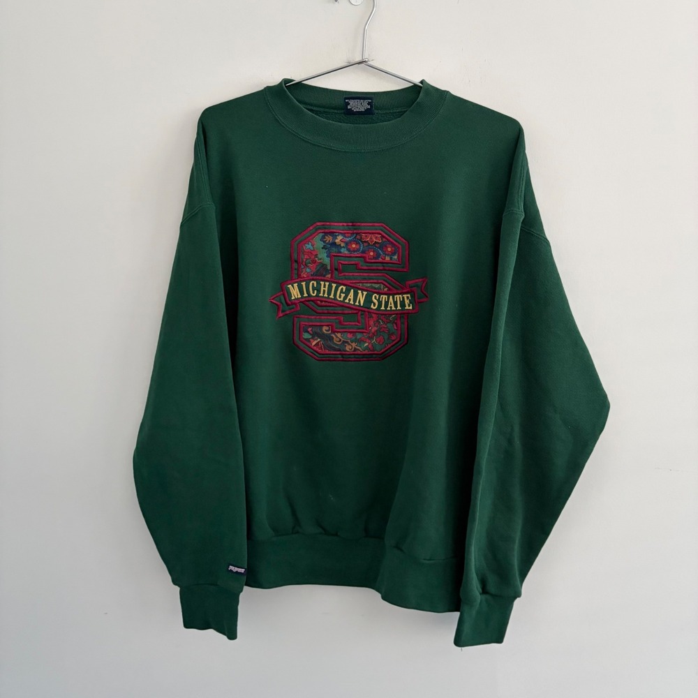 Vintage JanSport Michigan State Spartans Sweatshirt Green XL Made in USA